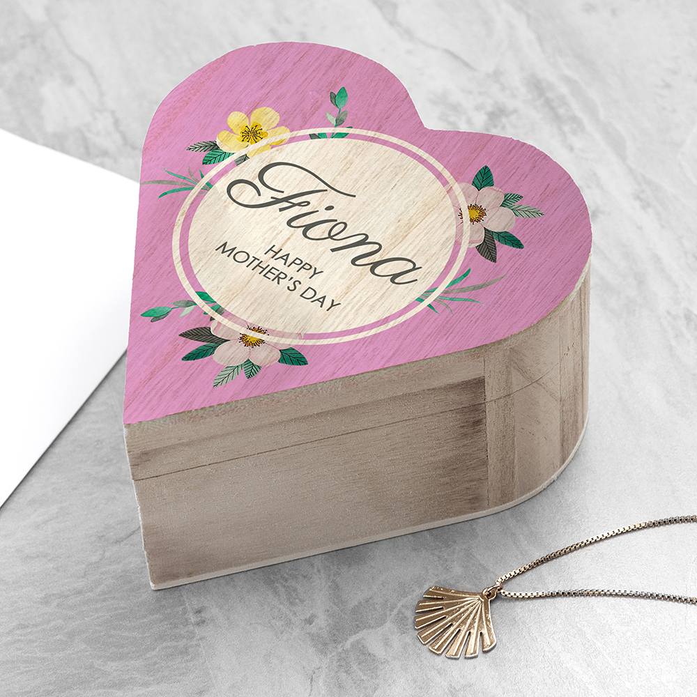 Personalised Mothers Day Heart Trinket Box