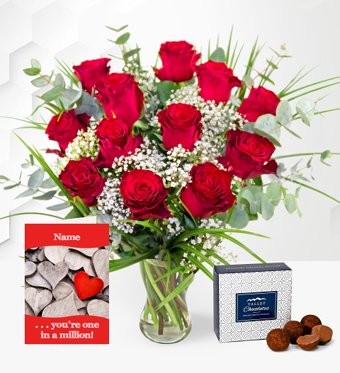 12 Red Roses With Card