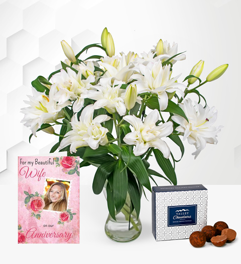 Double Lilies With Anniversary Card