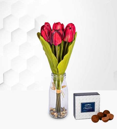Faux Red Tulips - Free Chocs