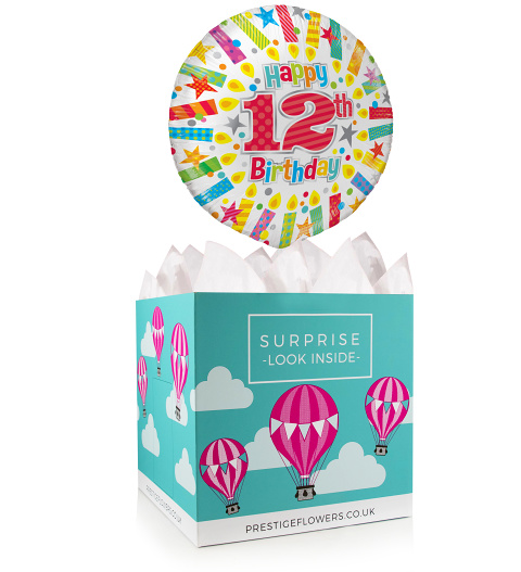 Happy 12th Birthday - Balloon In A Box Gifts - Birthday Balloons - Birthday Balloon Gifts - Balloon In A Box Gift Delivery