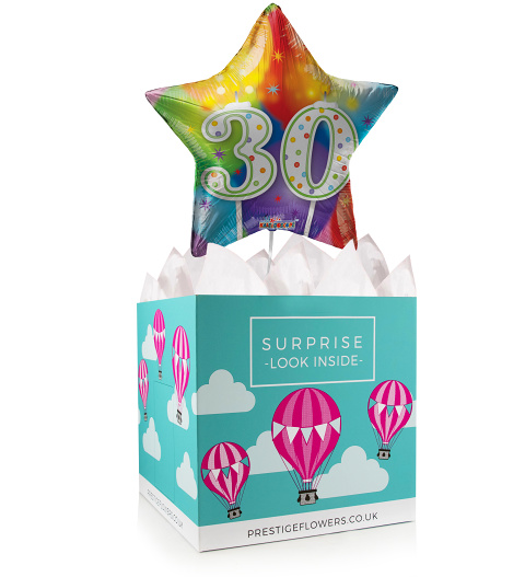 Happy 30th Birthday - Balloon In A Box Gifts - 30th Birthday Balloons - 30th Birthday Balloon Gifts - Balloon In A Box Gift Delivery