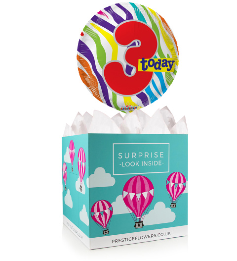 Happy 3rd Birthday - Balloon In A Box Gifts - 3rd Birthday Balloons - Birthday Balloons - Balloon Gifts - Balloon Gift Delivery
