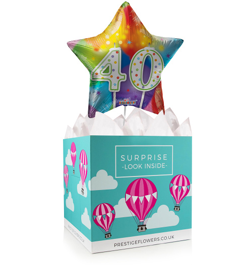 Happy 40th Birthday - Balloon In A Box Gifts - Birthday Balloons - Balloon Gift Delivery - Birthday Balloon Gifts