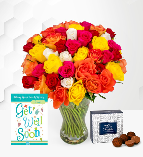 40 Roses With Get Well Card