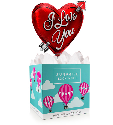 I Love You Balloon Gift - Balloon In A Box Gifts - Anniversary Balloons - Balloon Gifts - Balloon Gift Delivery - I Love You Balloons