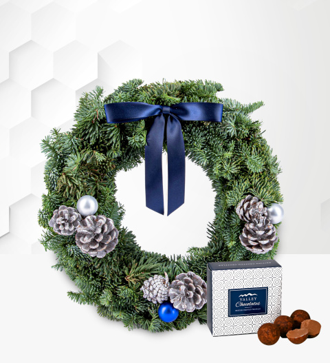 Icy Blue Wreath - Christmas Wreaths - Xmas Wreaths - Fresh Christmas Wreaths - Christmas Door Wreaths