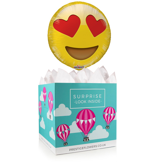 In Love Balloon Box - Balloon In A Box Gifts - Heart Eye Emoji Balloon - Balloon Gifts - Balloon Gift Delivery - Balloon In A Box Gift Delivery