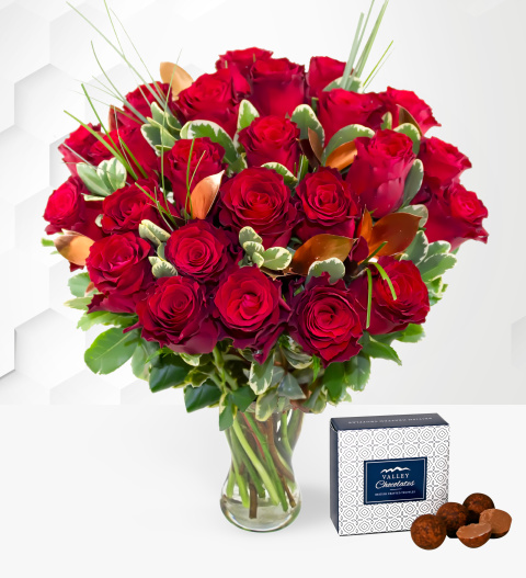Luxury 24 Roses - Valentines Flowers - Valentines Day Flowers - Valentines Roses - Red Roses - Red Roses Bouquet