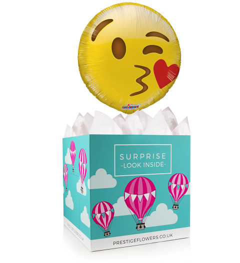 Sending Kisses Your Way - Balloon In A Box Gifts - Emoji Balloons - Balloon Gift Delivery - Balloon Gifts - Emoji Balloon Gifts