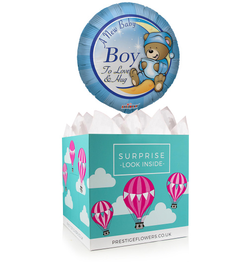 Welcome Baby Boy - Balloon In A Box Gifts - New Baby Boy Balloons - Balloon Gifts - Balloon Gift Delivery