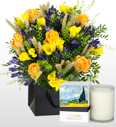 Wheatfields Bouquet And Candle