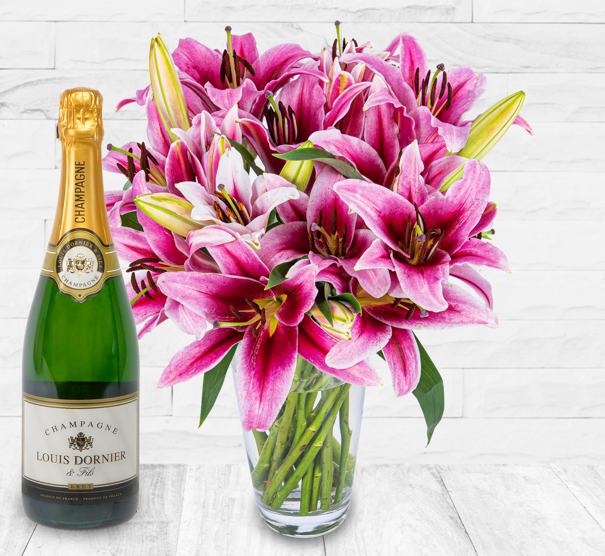 Luxury Pink Lilies Champagne Gift