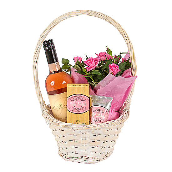 Gift Basket With Rose Petal Hand Cream