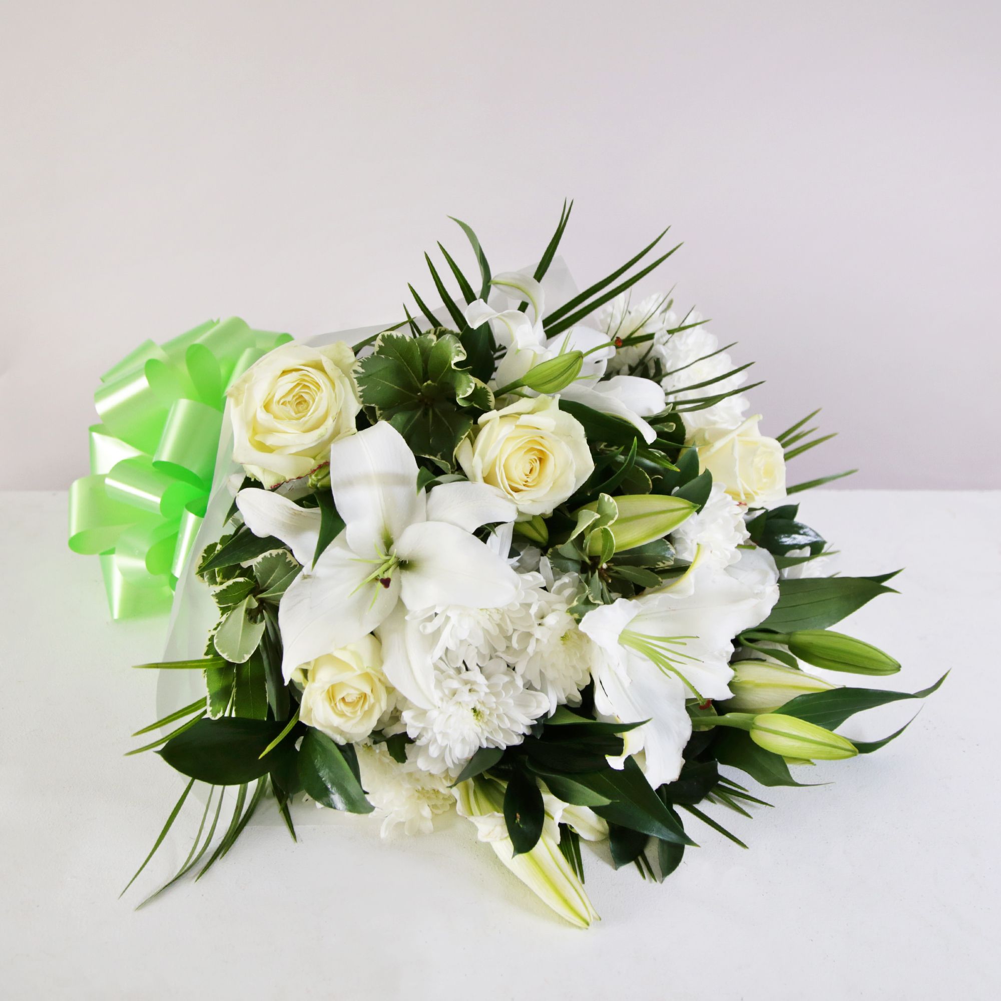 White Lily Rose Funeral Sheaf