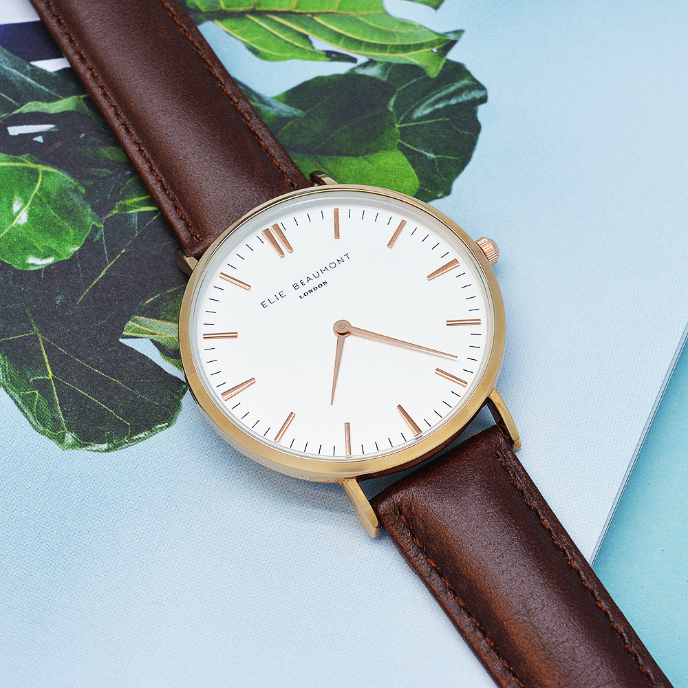 Womens Modern - Vintage Personalised Leather Watch In Brown