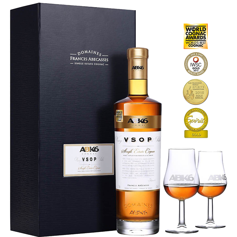 Domaines Francis Abecassis Abk6 Vsop Cognac (70cl)  With Gift Boxand2 Glasses