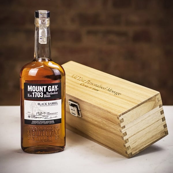 Mount Gay Black Barrel Rum In Personalised Wooden Gift Box