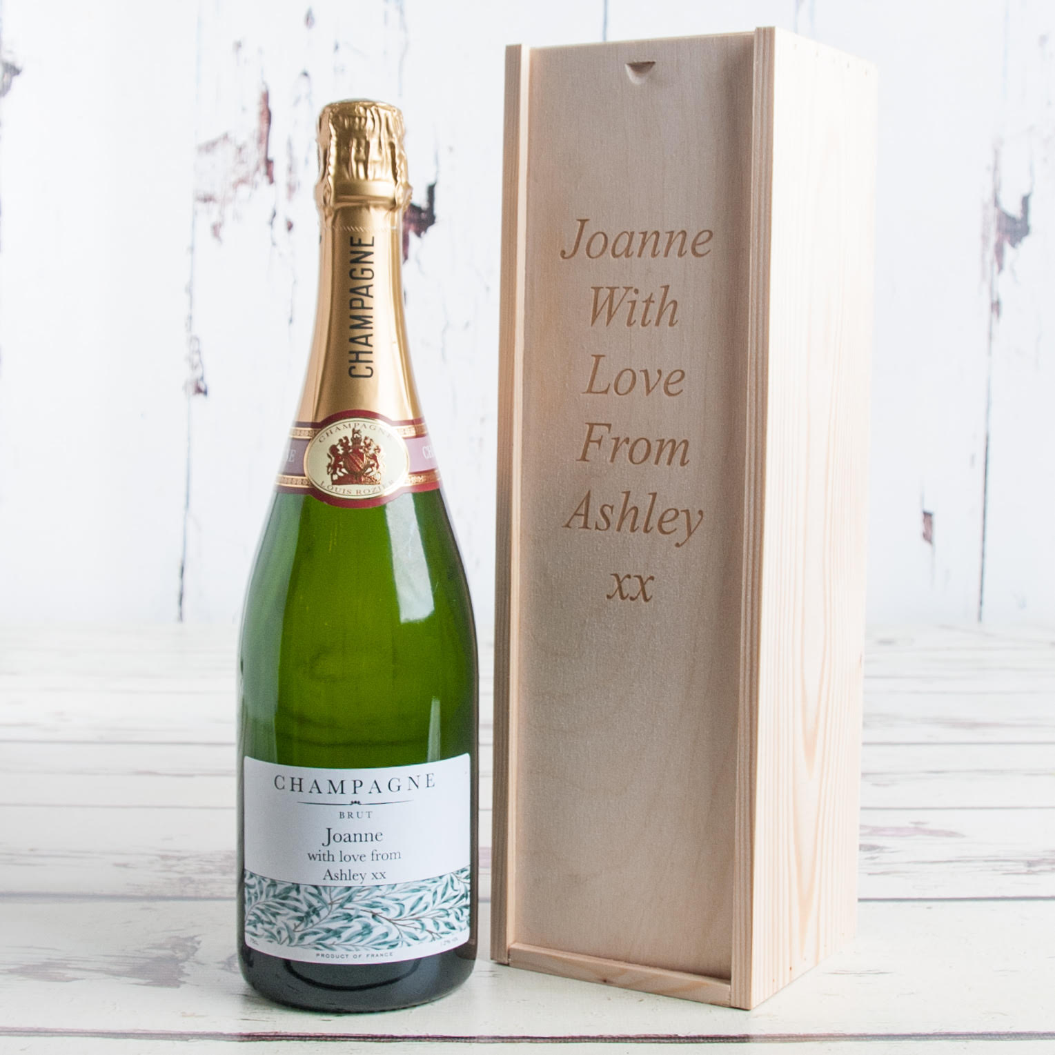 Personalised ChampagneandEngraved Wooden Box