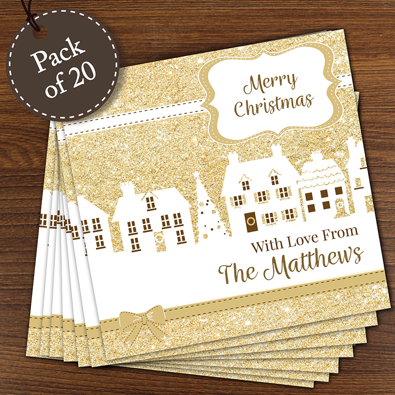 Personalised Festive Village Pack Of 20 Cards