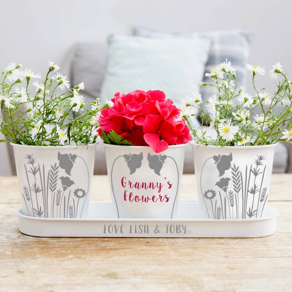 Personalised Flower Tray And Pots