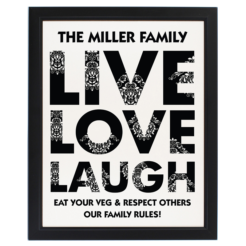 Personalised Live Love Laugh Framed Print