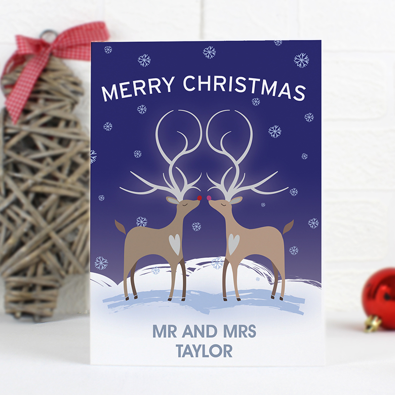 Personalised Reindeer Couple Card