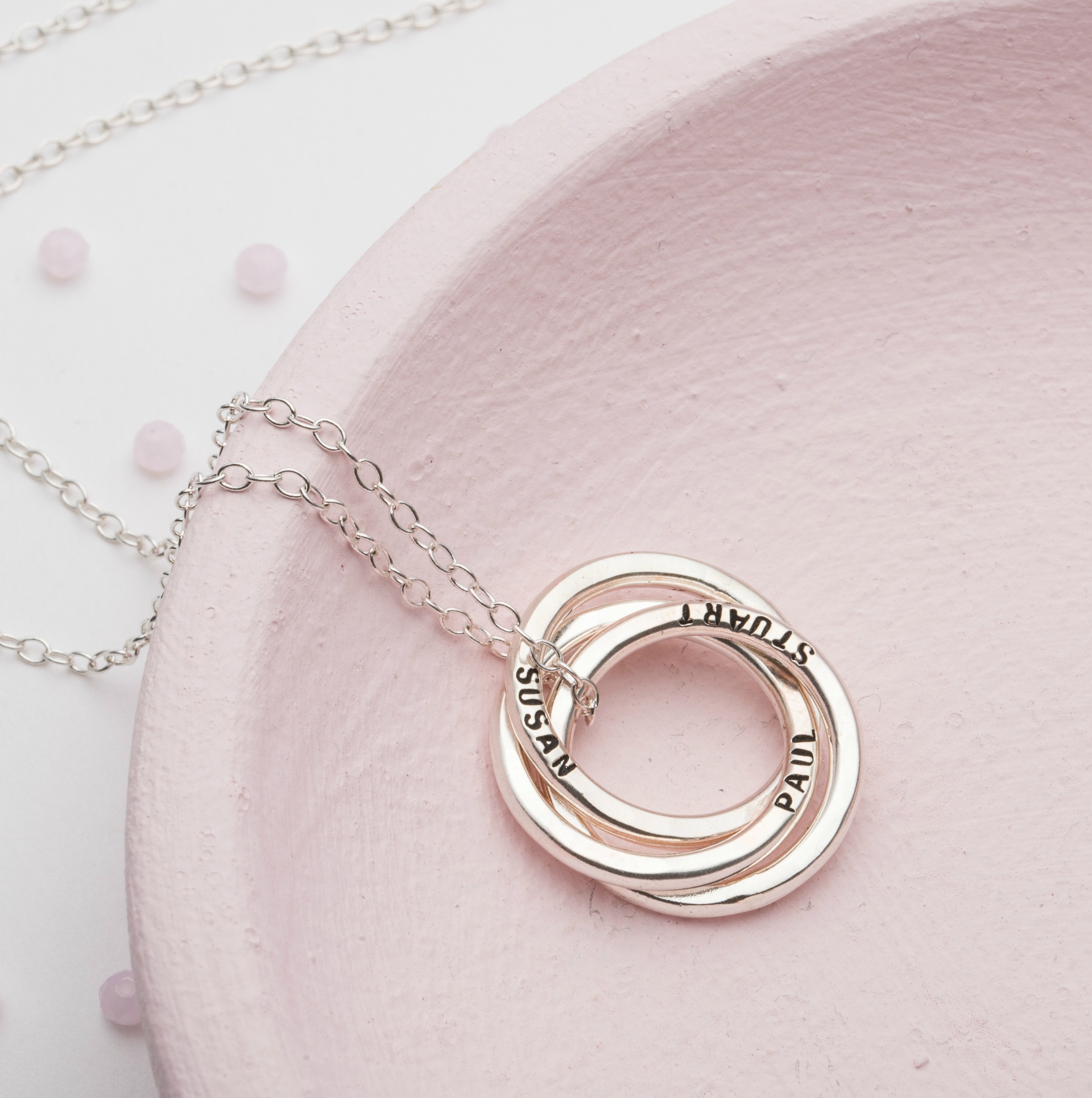 Personalised Silver Large Russian Ring Necklace