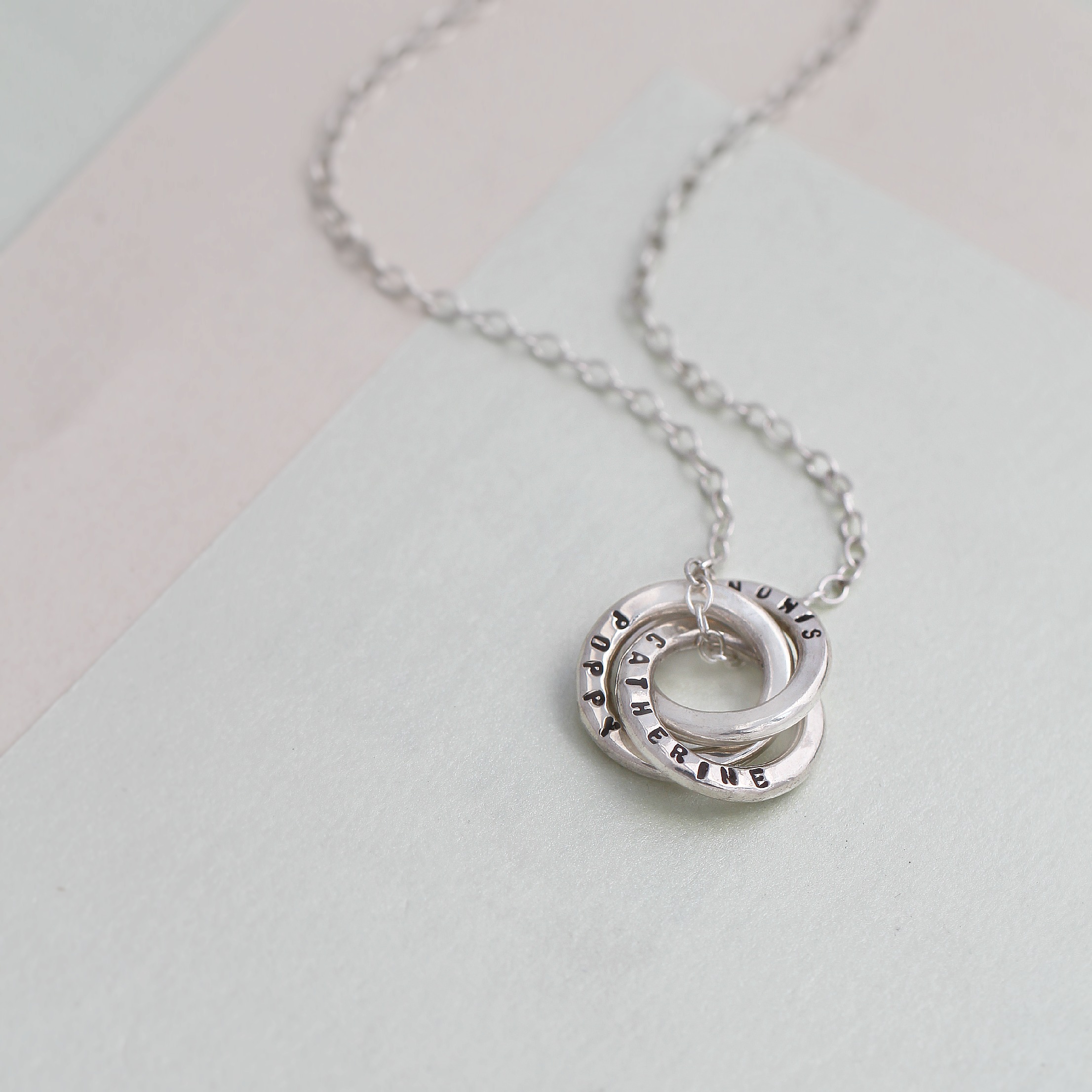 Personalised Silver Mini Russian Ring Necklace
