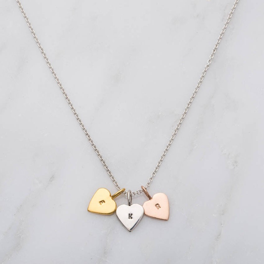 Personalised Tricolore Mini Heart Necklace