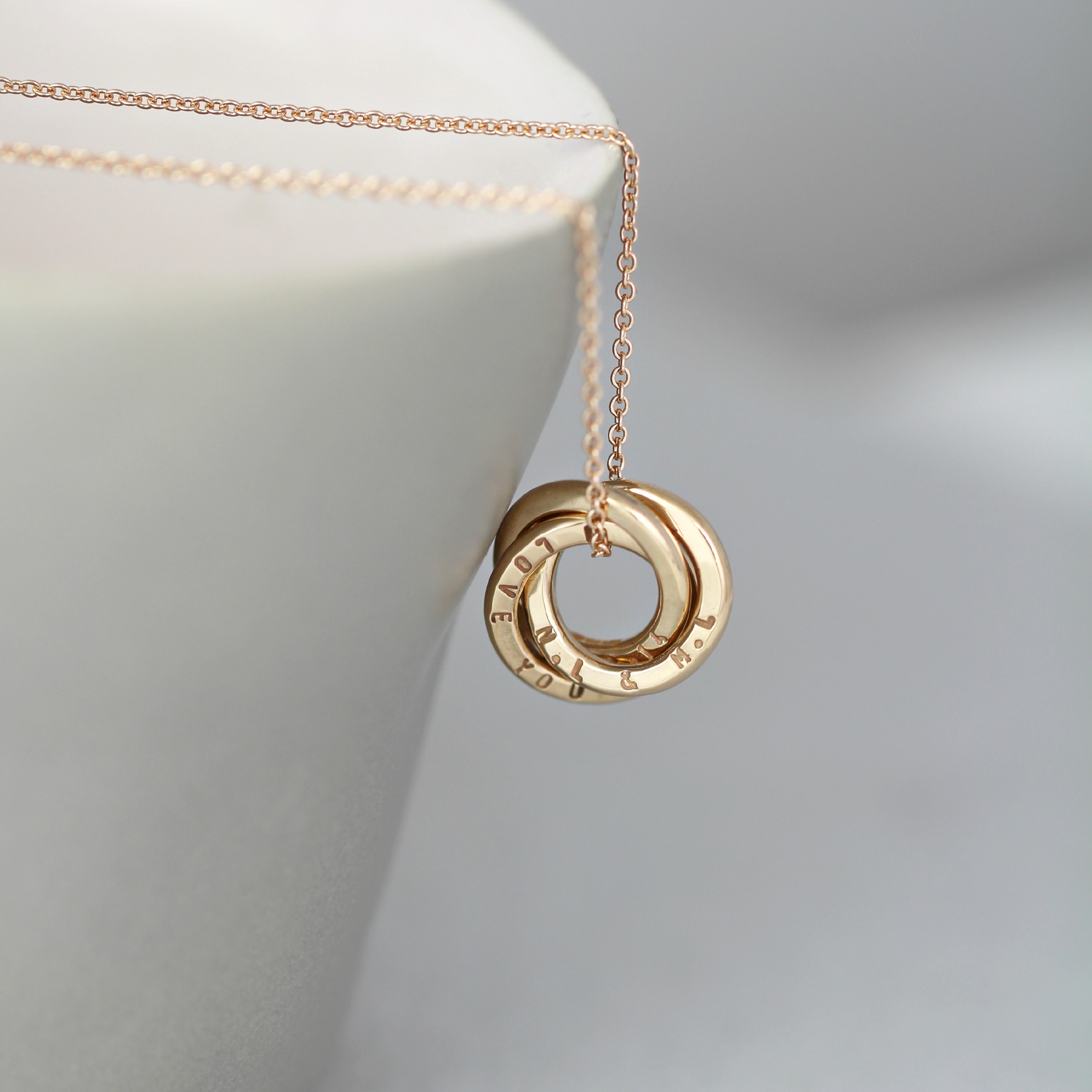 Personalised Yellow Gold Mini Russian Ring Necklace