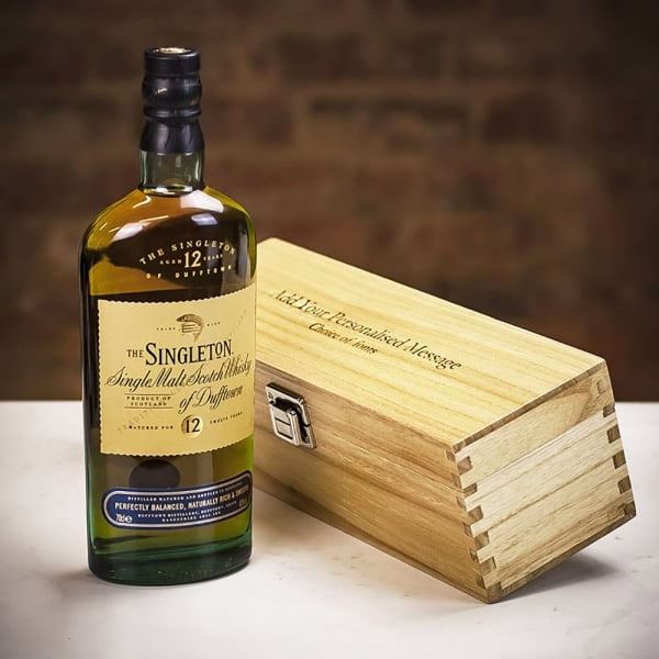 The Singleton 12 Year Old Single Malt Scotch Whisky In Personalised Wood Gift Box